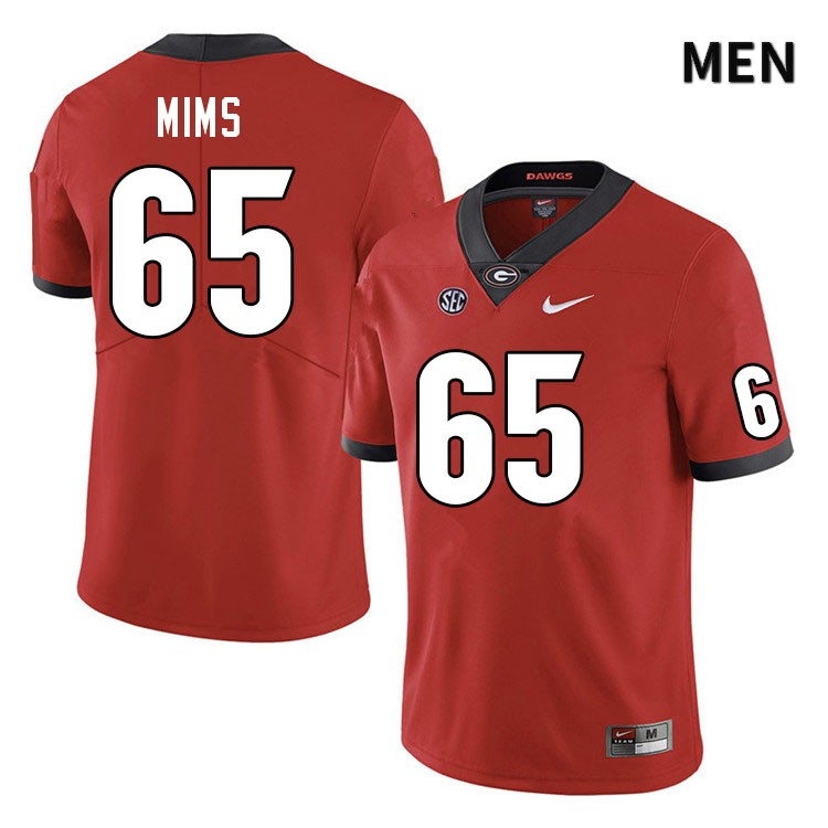 Georgia Bulldogs Men's Amarius Mims #65 Red Stitched College UGA Football Jersey 23IC011PN